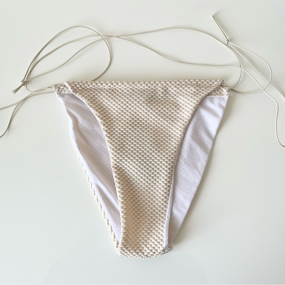 PrettyLittleThing Waffle Texture Tie Side Bikini Bottom Size 12